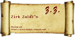 Zirk Zalán névjegykártya